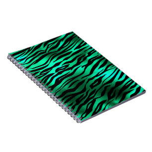 Emerald Green Black Tiger Stripes Wild Animals Notebook