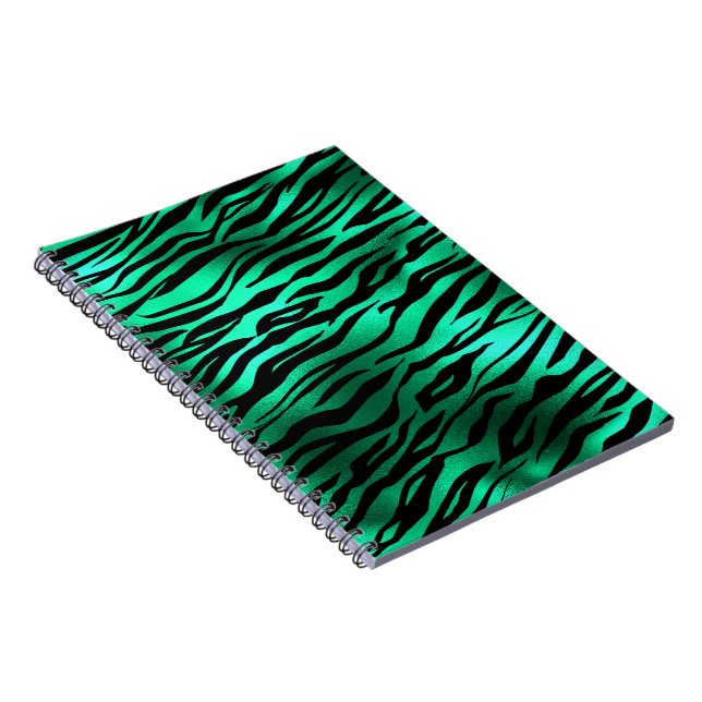 Emerald Green Black Tiger Stripes Wild Animals Notebook (Right Side)