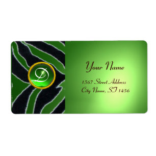 EMERALD GREEN BLACK WHITE ZEBRA FUR MONOGRAM