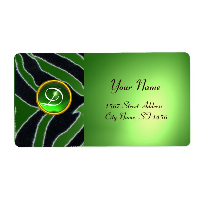 EMERALD GREEN BLACK WHITE ZEBRA FUR MONOGRAM (Front)