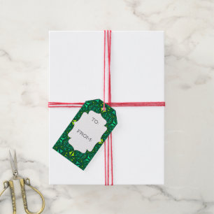 Emerald Green Boho Pattern Gift Tag