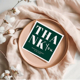 Emerald Green Bold Minimalist Thank You Wedding Napkin