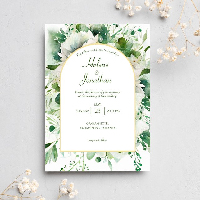 Emerald Green Botanical Floral Wedding Invitation (Creator Uploaded)