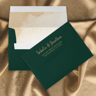Emerald green botanical wedding envelope