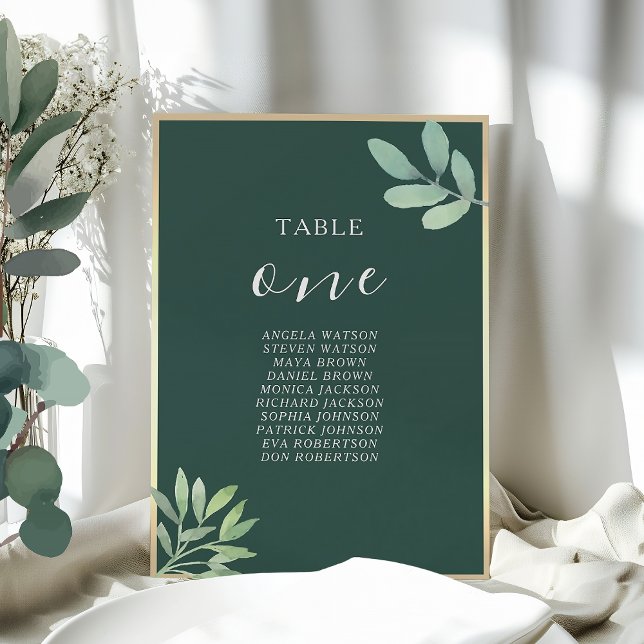 Emerald Green Botanical Wedding Seating Chart (Creator Uploaded)