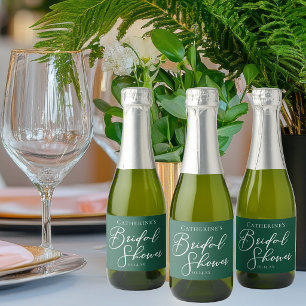 Emerald Green Bridal Shower Personalised Mini Sparkling Wine Label