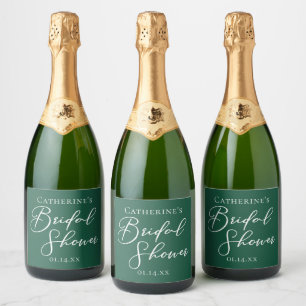 Emerald Green Bridal Shower Personalised Sparkling Wine Label