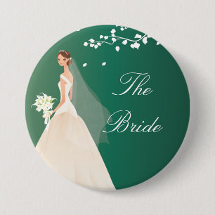 Emerald Green Bride Bridal Party  Button
