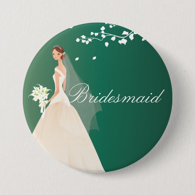Emerald Green Bride Bridesmaid Bride Party Button (Front)