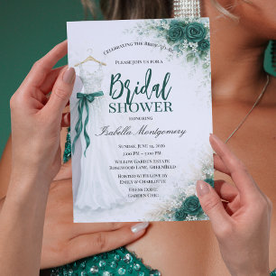 Emerald Green Bridesmaid Dress Bridal Shower Invitation