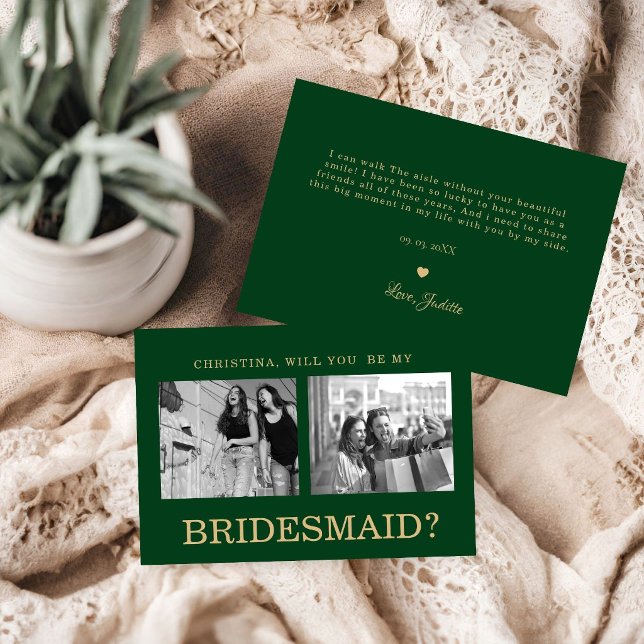 Emerald Green Bridesmaid Proposal Photo  Card (Creator Uploaded)
