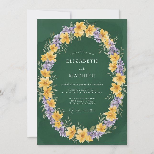 Emerald Green Brilliant Spring Wedding Invitation (Front)