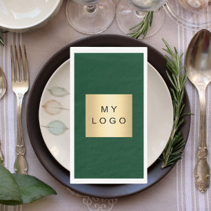 Emerald green business logo napkin