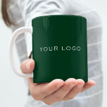Emerald green business logo rectangular coffee mug<br><div class="desc">Classic emerald green background colour.  Personalise and add your rectangular business logo,  
You can change the background colour to match your brand.</div>