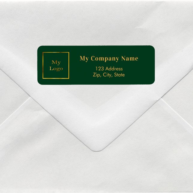 Emerald green business logo return address label (Creator Uploaded)