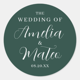 Emerald Green Calligraphy Wedding Envelope Seal