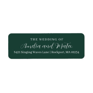 Emerald Green Calligraphy Wedding Return Address Label