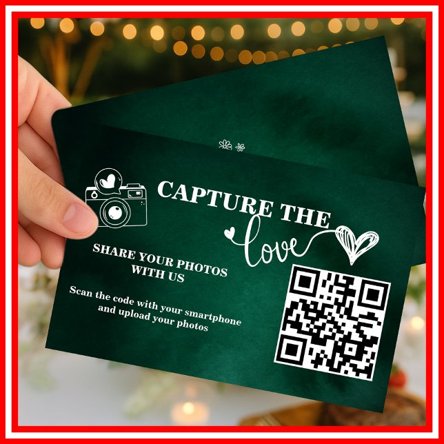 Emerald Green Capture The Love QR Wedding Enclosure Card (Creator Uploaded)