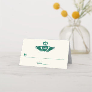 Emerald Green Celtic Claddagh Wedding Address Place Card
