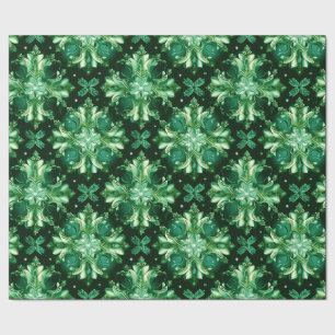 Emerald Green Celtic Irish Snowflakes Wrapping Paper