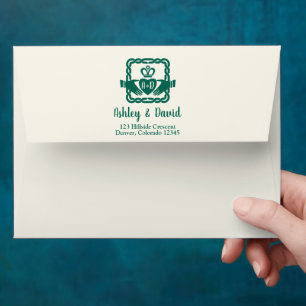 Emerald Green Celtic Knot Claddagh Wedding A7 Envelope