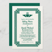 Emerald Green Celtic Knot Claddagh Wedding
