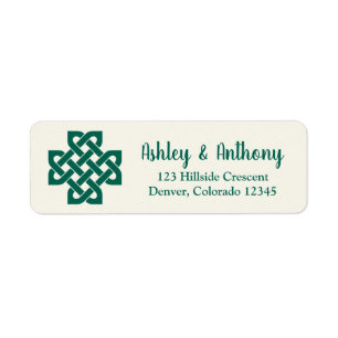 Emerald Green Celtic Knot Wedding Address Return Address Label