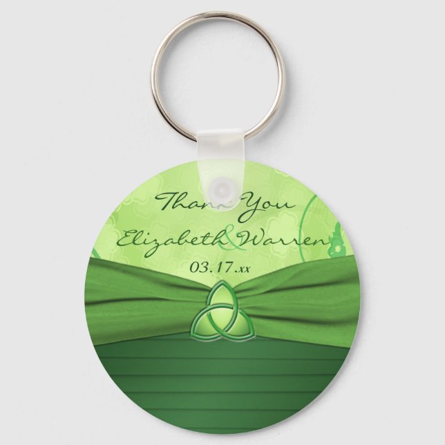 Emerald Green Celtic Love Knot Wedding Favour Key Ring (Front)