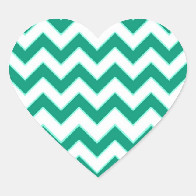 Emerald Green Chevron Pattern Heart Wedding Seal (Front)