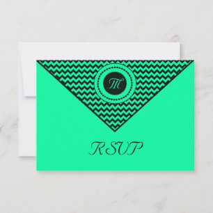 Emerald Green Chevron RSVP Card