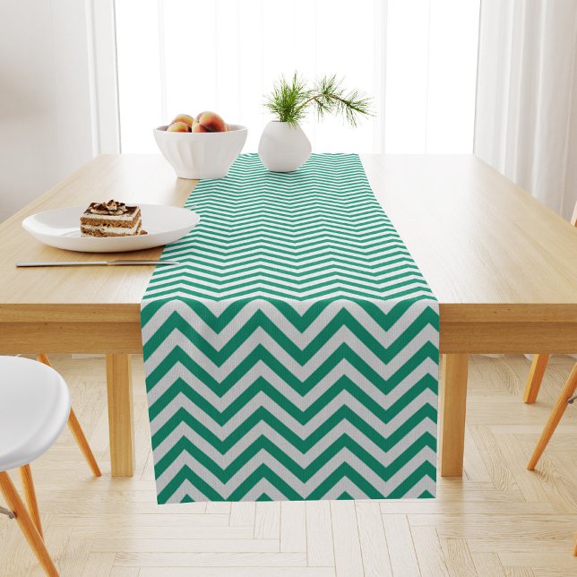 Emerald Green Chevrons Pattern Short Table Runner (Creator Uploaded)