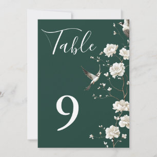 Emerald Green Chinoiserie Floral Table Numbers