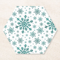 Emerald Green Christmas Snowflakes on Winter White