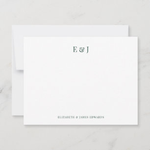 Emerald Green Classic Elegant Couple Initials Card