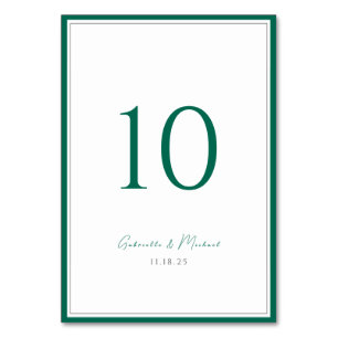Emerald Green Classic Wedding Table Number