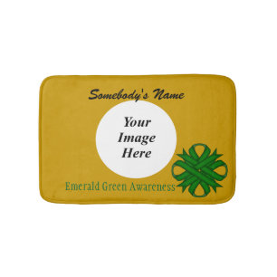 Emerald Green Clover Rbn Tmpl by Kenneth Yoncich Bath Mat