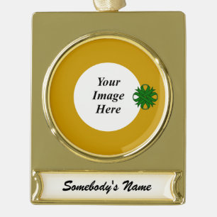 Emerald Green Clover Rbn Tmpl by Kenneth Yoncich Gold Plated Banner Ornament