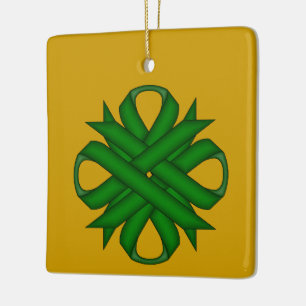 Emerald Green Clover Ribbon by Kenneth Yoncich Ceramic Ornament