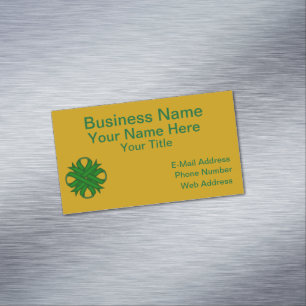 Emerald Green Clover Ribbon by Kenneth Yoncich Magnetic Business Card