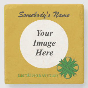Emerald Green Clover Ribbon by Kenneth Yoncich Stone Coaster