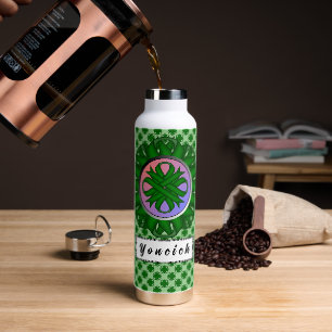 Emerald Green Clover Ribbon by Kenneth Yoncich Water Bottle