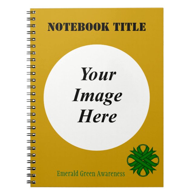 Emerald Green Clover Ribbon Template by K Yoncich Notebook (Front)