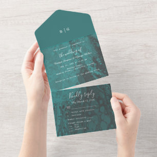 emerald green coastal ocean marble all in one invitation