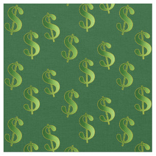Emerald Green Colored Fabric With Dollar Signs