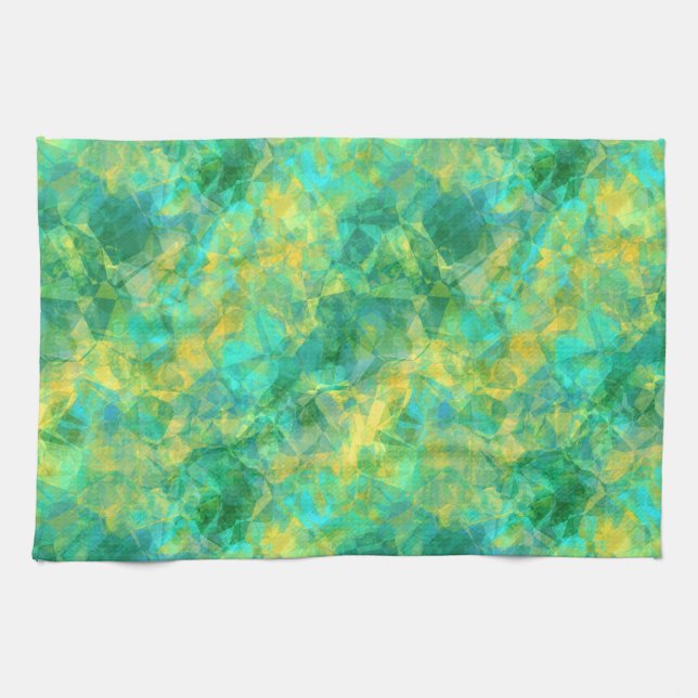 Emerald Green Crumpled Texture Tea Towel (Horizontal)