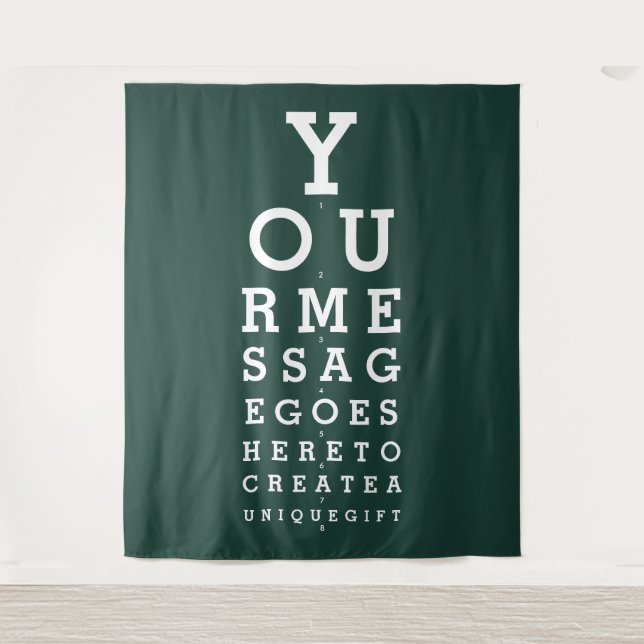Emerald Green Custom Eyesight Test Photo Backdrop Tapestry (Front)