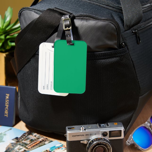 Emerald Green Custom Luggage Tag (Front & Back)