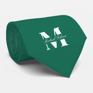 Emerald Green   Custom Monogram Wedding Groomsmen  Tie