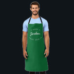 Emerald Green Custom Name Chef established year Apron<br><div class="desc">Introducing our Personalised Name Chef Established Year Apron—a celebration of culinary creativity and a unique expression of appreciation for the chef in your life. This modern and customisable apron empowers chefs to continue crafting delicious dishes while wearing a personalised accessory that speaks to their talents. Emerald green apron (see other...</div>