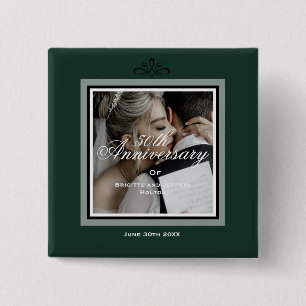 Emerald green customizable 50t wedding anniversary 15 cm square badge